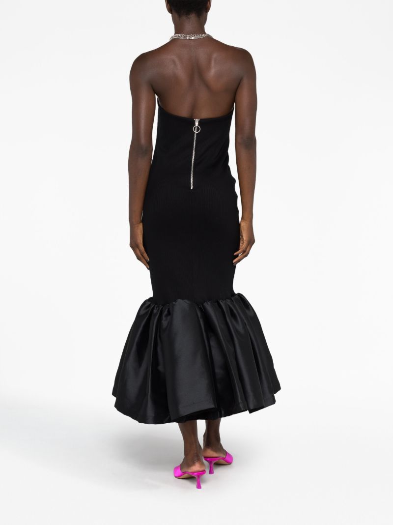 Black Strapless Ribbed-knit Dress