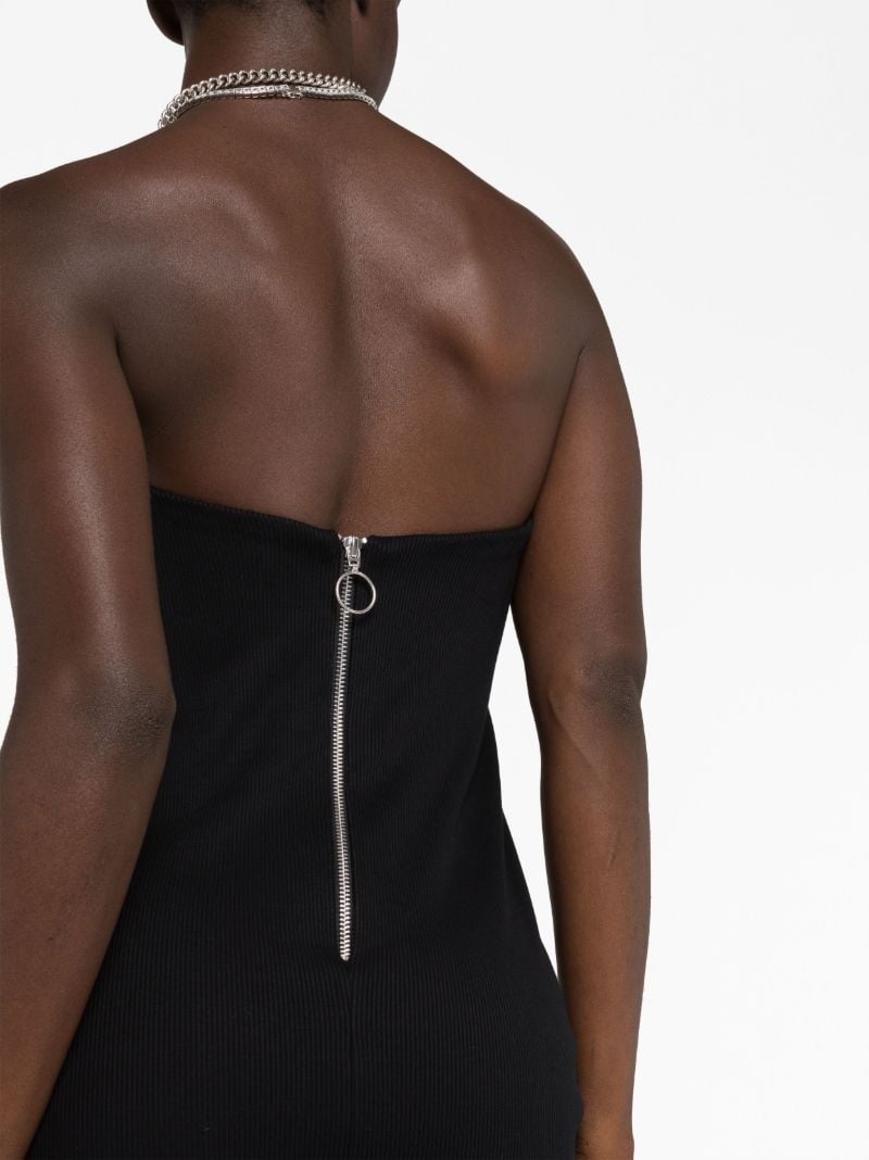 Black Strapless Ribbed-knit Dress