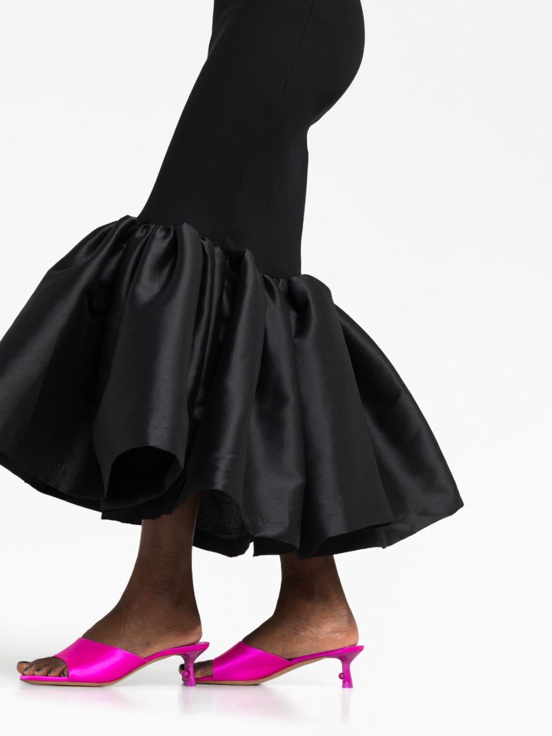 Black Strapless Ribbed-knit Dress