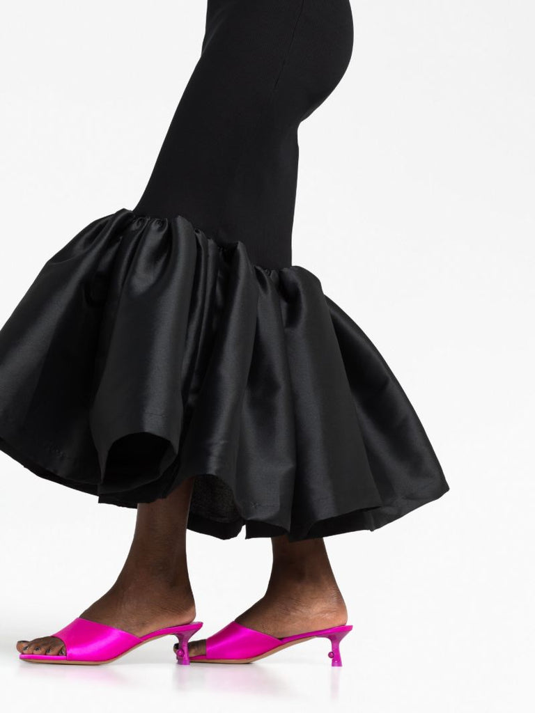 Black Strapless Ribbed-knit Dress