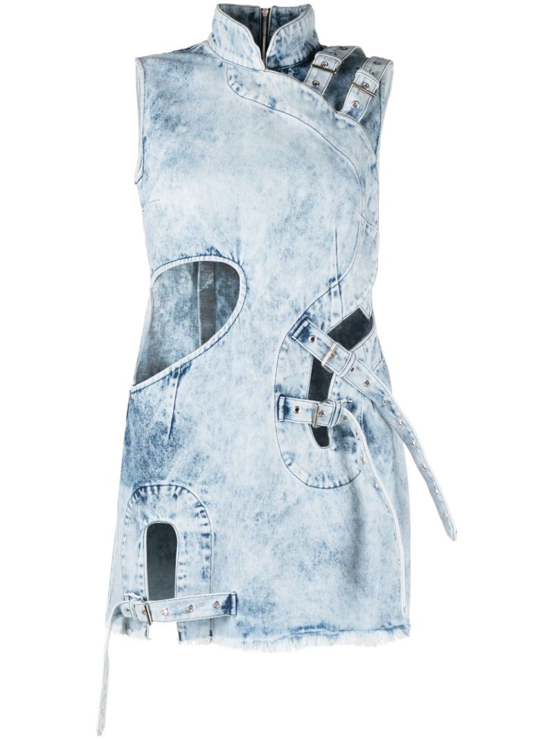 Blue Cut-out Denim Mini Dress