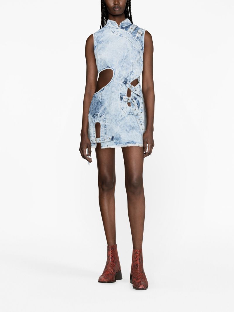 Blue Cut-out Denim Mini Dress