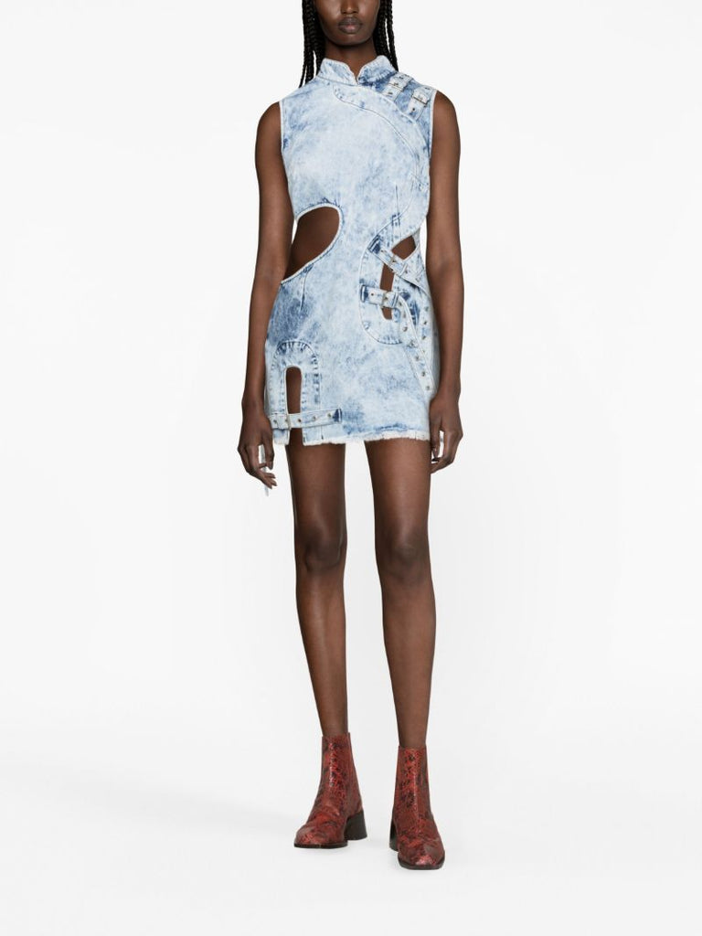 Blue Cut-out Denim Mini Dress