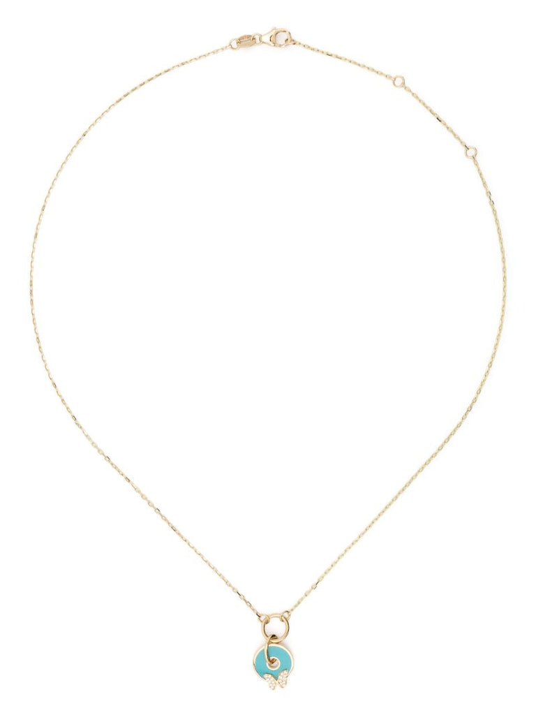 18k Yellow Gold Reverie Aqua Diamond Disc Drop Necklace