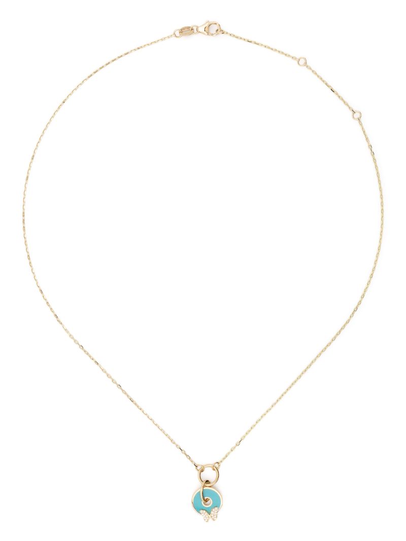18k Yellow Gold Reverie Aqua Diamond Disc Drop Necklace