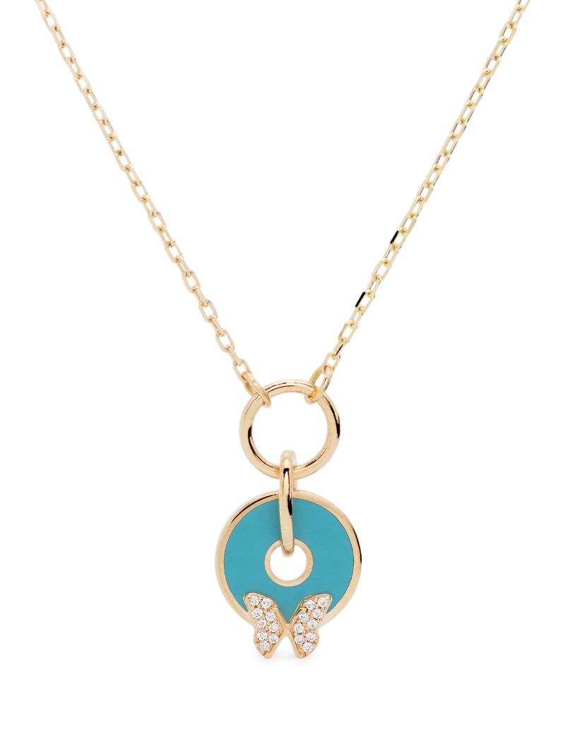 18k Yellow Gold Reverie Aqua Diamond Disc Drop Necklace