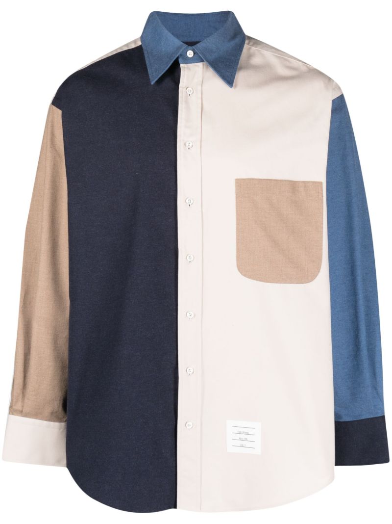 Neutral Colourblock Cotton Shirt