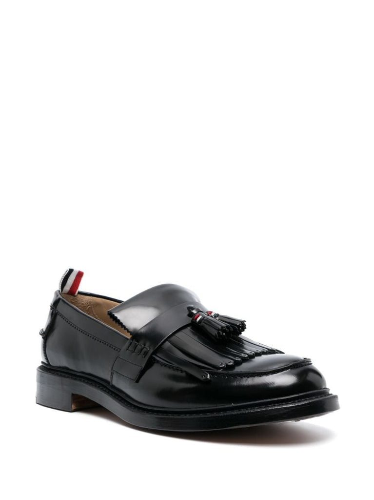 Black Tassel Leather Loafers