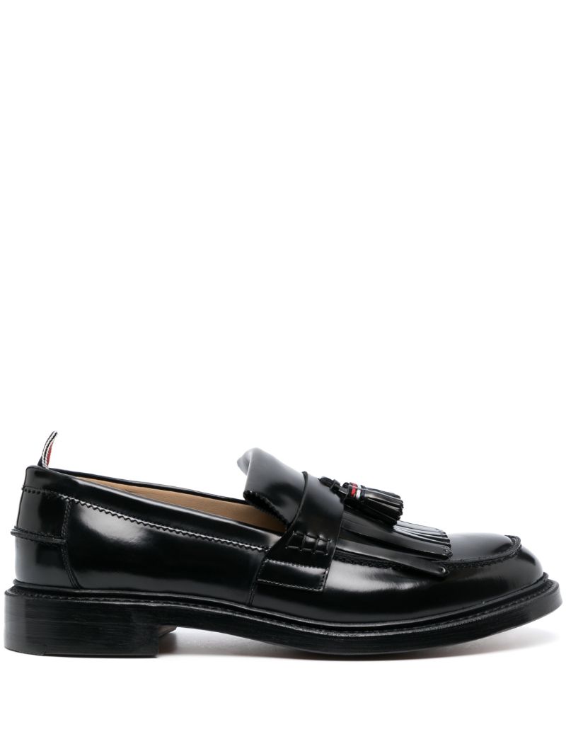 Black Tassel Leather Loafers