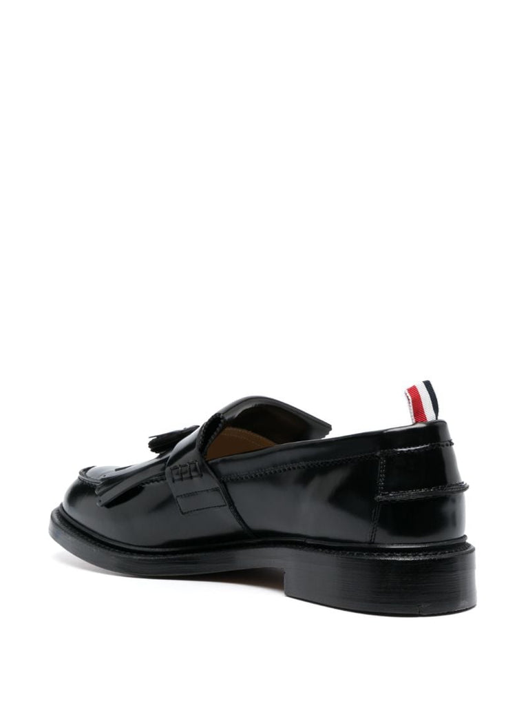 Black Tassel Leather Loafers