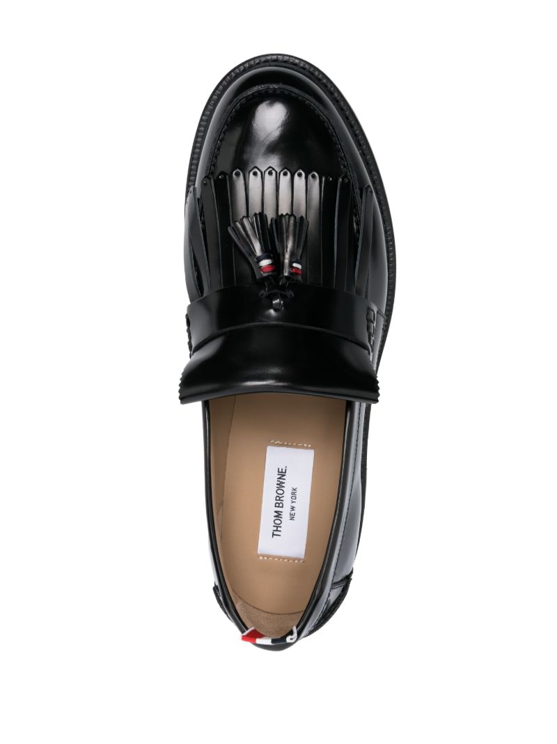 Black Tassel Leather Loafers