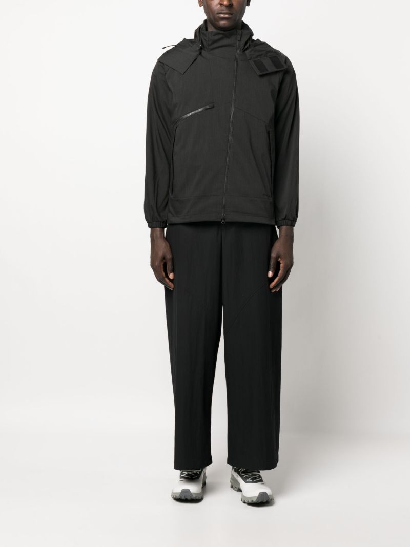 Black Asymmetric-zip Hooded Jacket