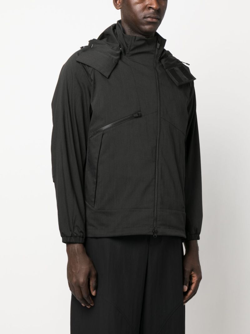 Black Asymmetric-zip Hooded Jacket