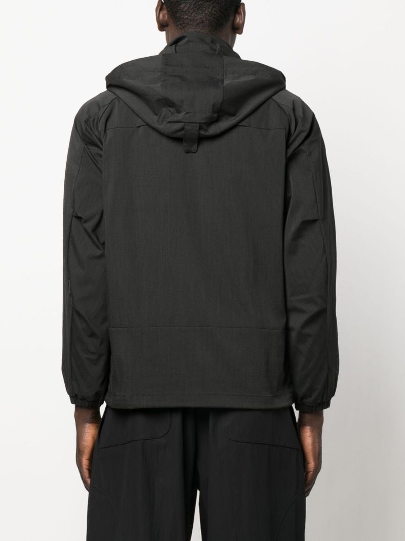Black Asymmetric-zip Hooded Jacket