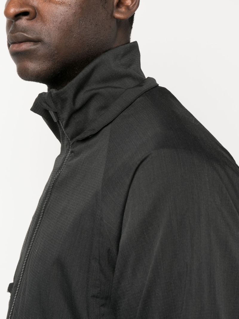 Black Asymmetric-zip Hooded Jacket