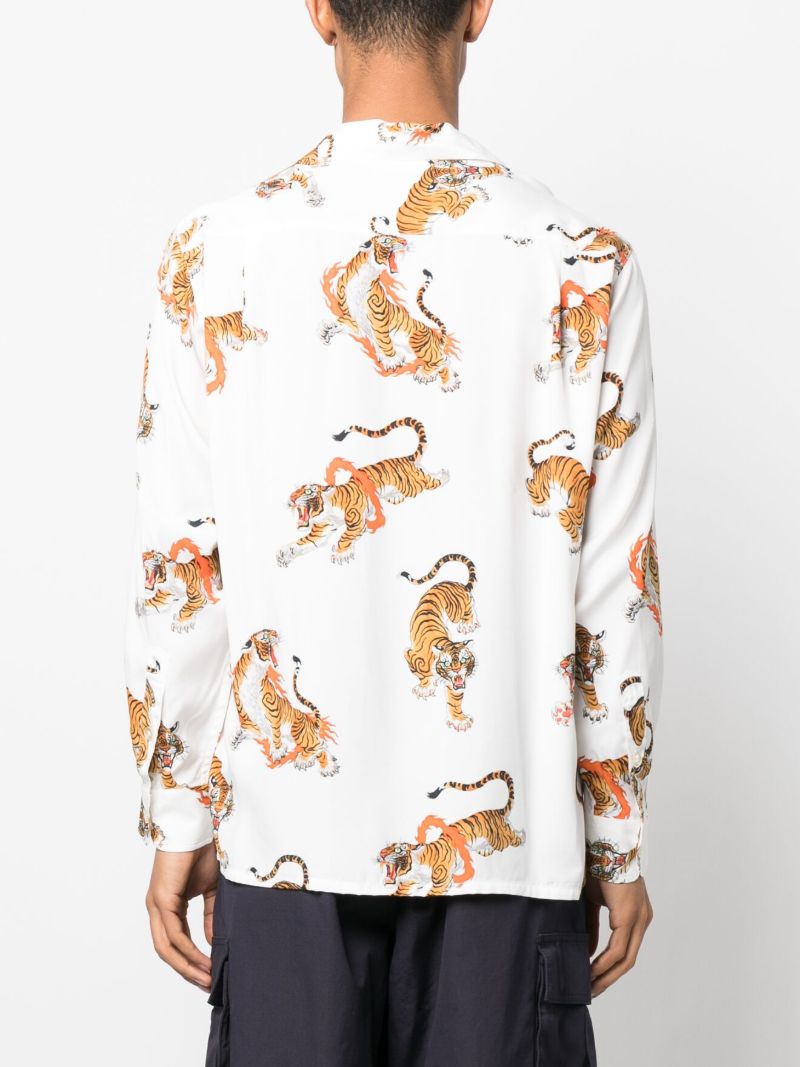 X Tim Lehi White Tiger Print Shirt