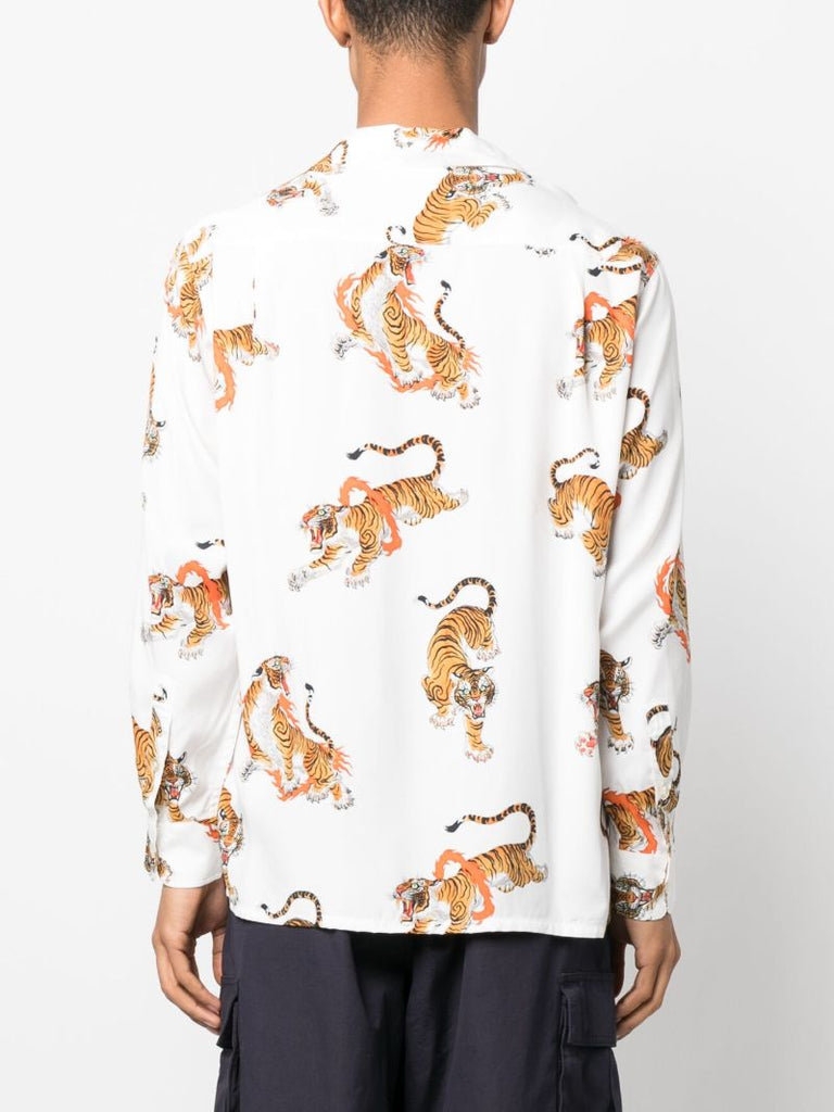 X Tim Lehi White Tiger Print Shirt