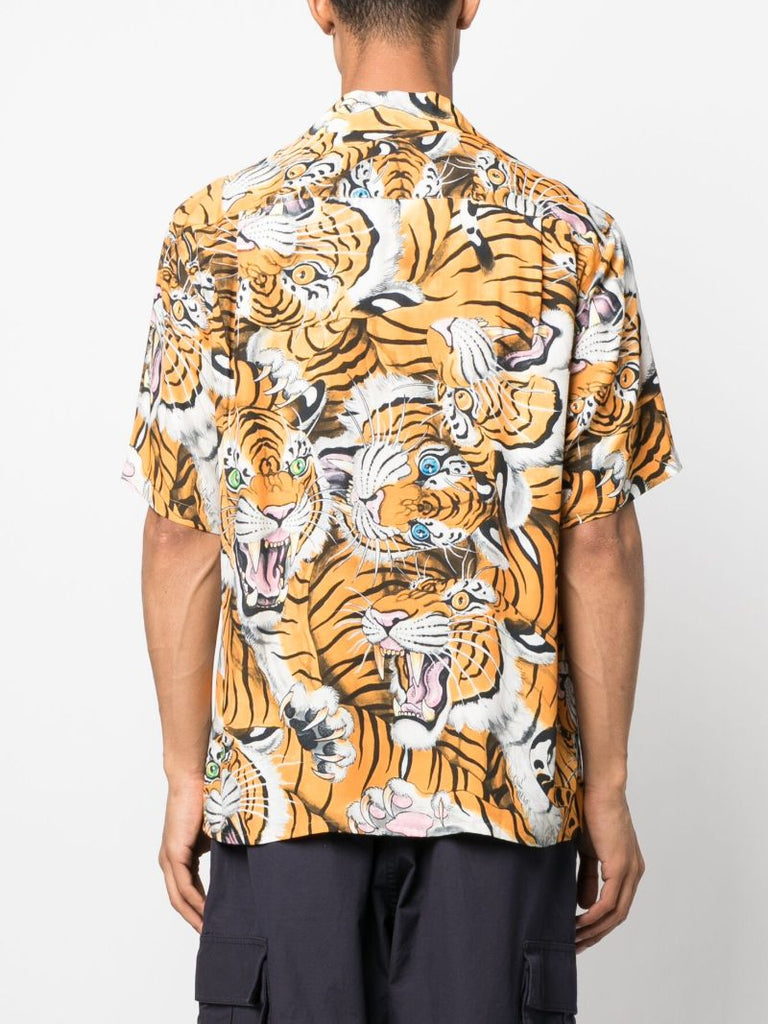 X Tim Lehi Orange Tiger Print Shirt