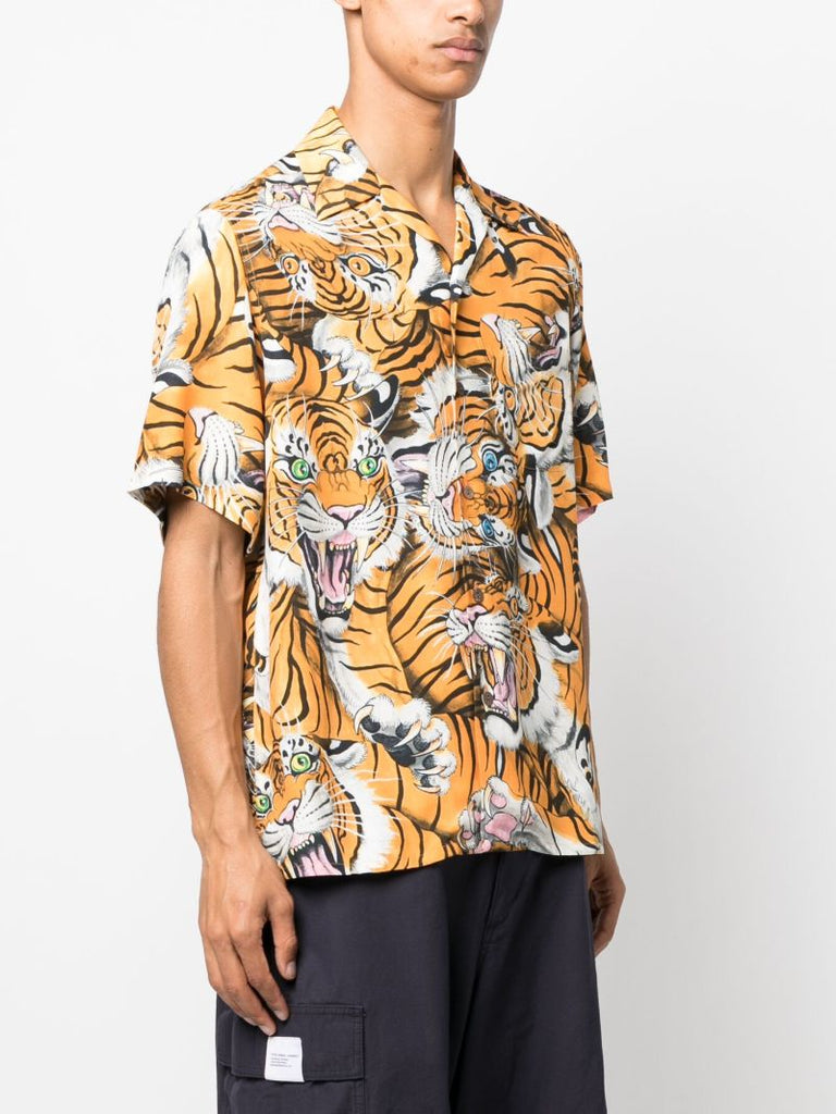 X Tim Lehi Orange Tiger Print Shirt