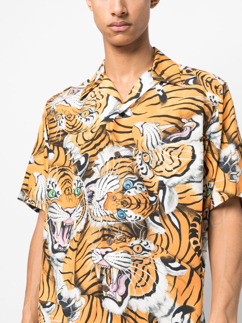 X Tim Lehi Orange Tiger Print Shirt