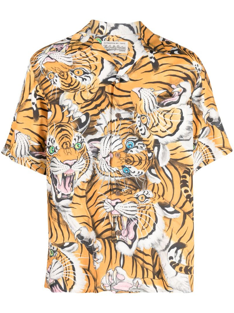 X Tim Lehi Orange Tiger Print Shirt