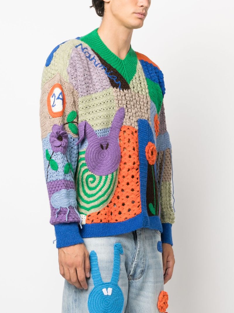 Blue Nah Poetry Crochet Sweater