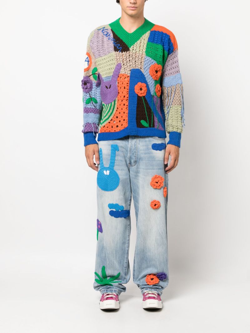 Blue Nah Poetry Crochet Sweater
