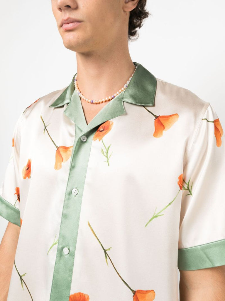 Colorblock Poppy Silk Shirt