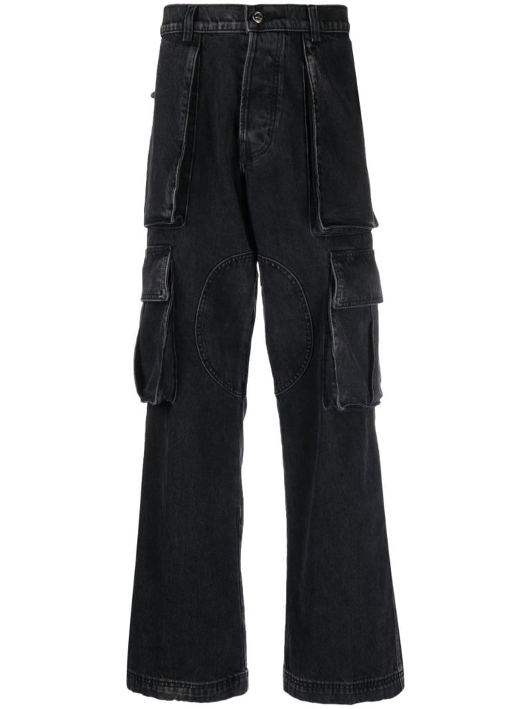 Black Mid-rise Cargo Jeans