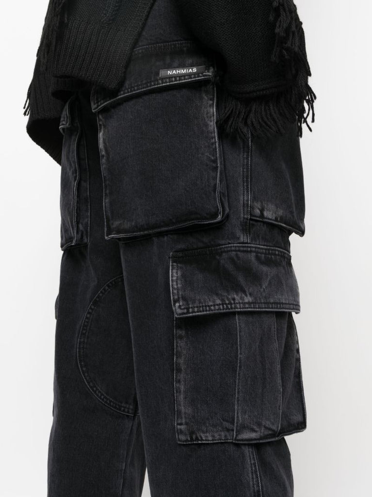 Black Mid-rise Cargo Jeans