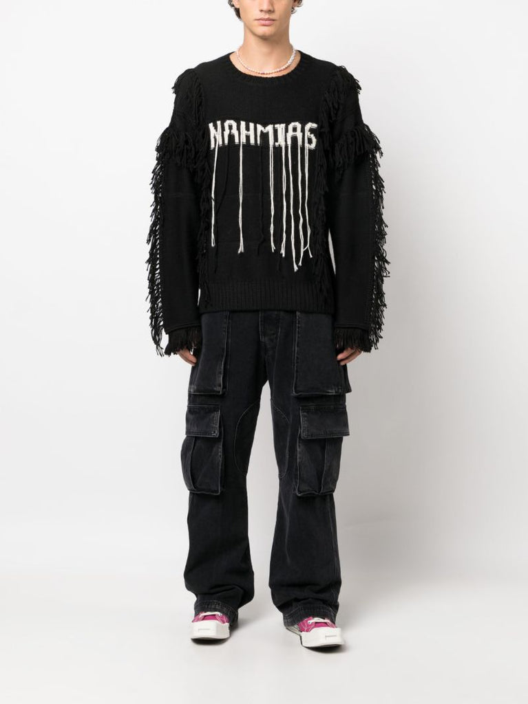 Black Mid-rise Cargo Jeans