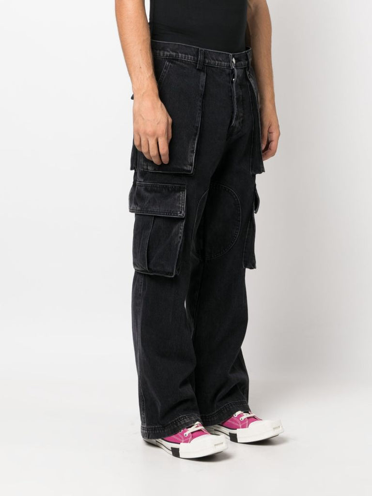 Black Mid-rise Cargo Jeans