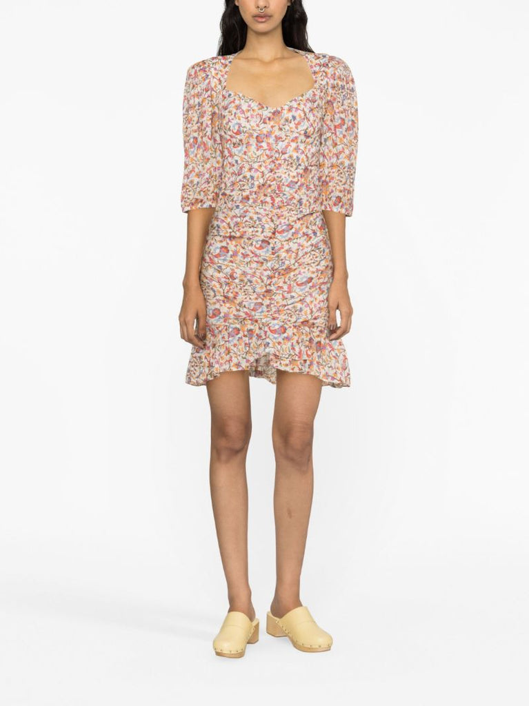 Orange Lunesa Floral-print Cotton Dress