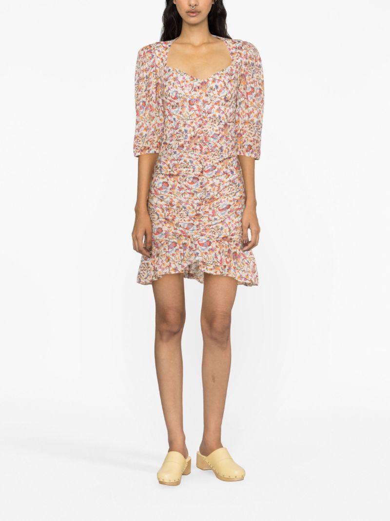 Orange Lunesa Floral-print Cotton Dress
