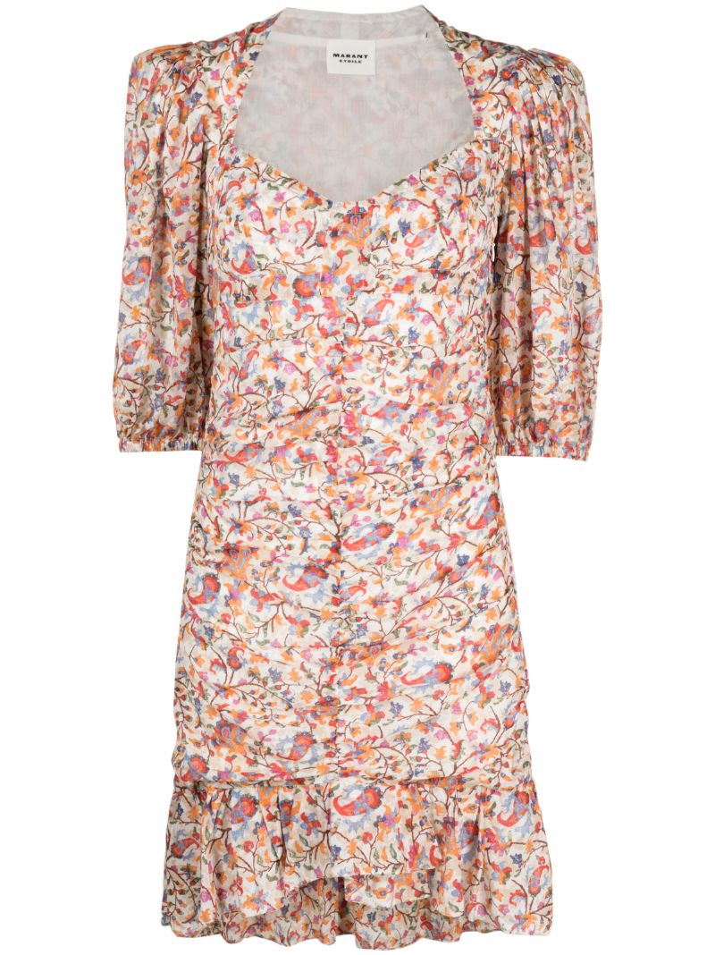 Orange Lunesa Floral-print Cotton Dress
