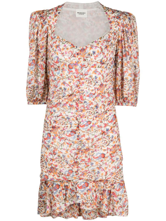 Orange Lunesa Floral-print Cotton Dress