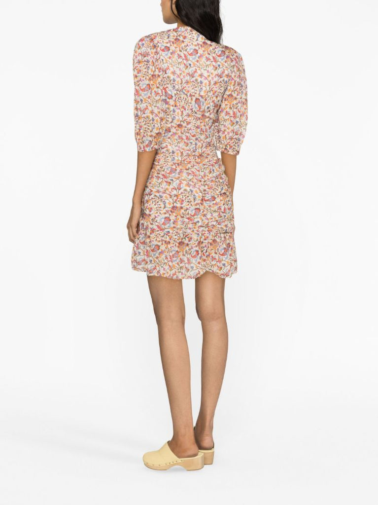 Orange Lunesa Floral-print Cotton Dress