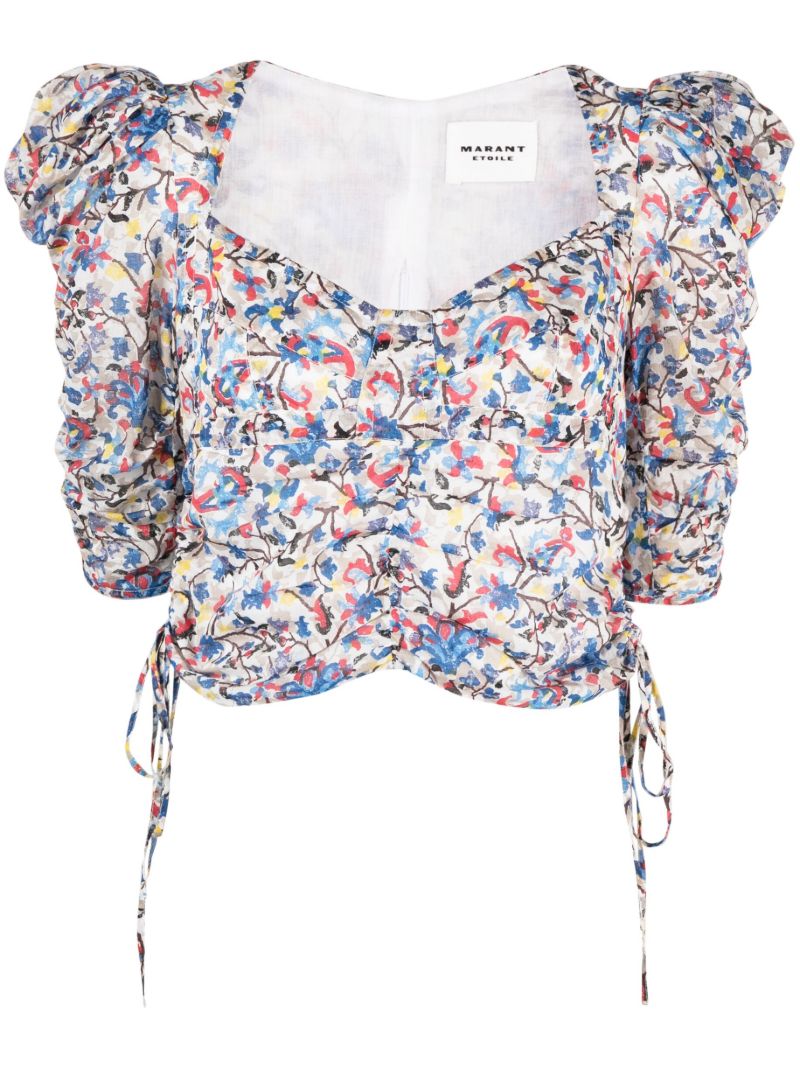 Multicolour Floral-print Cotton Blouse