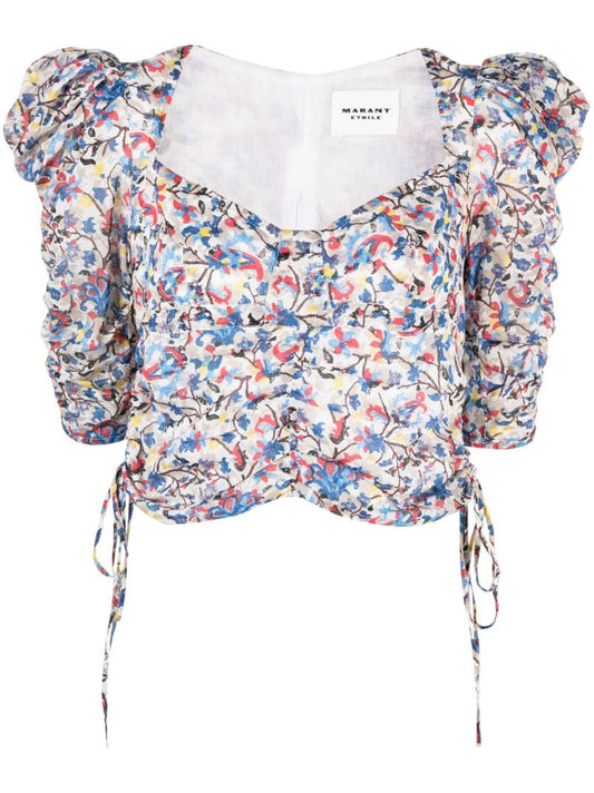 Multicolour Floral-print Cotton Blouse