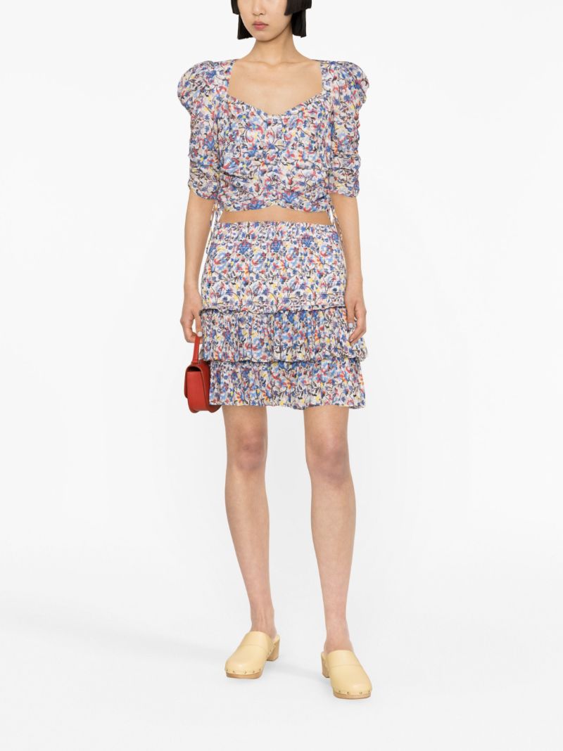 Multicolour Floral-print Cotton Blouse