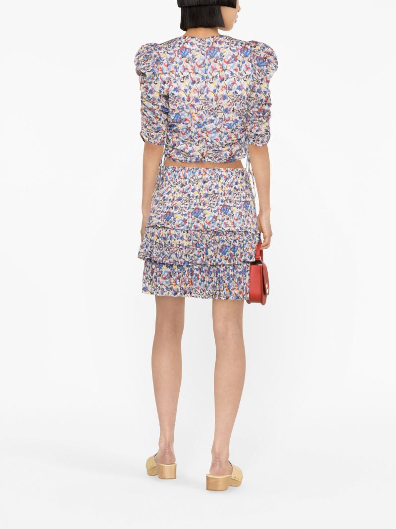 Multicolour Floral-print Cotton Blouse