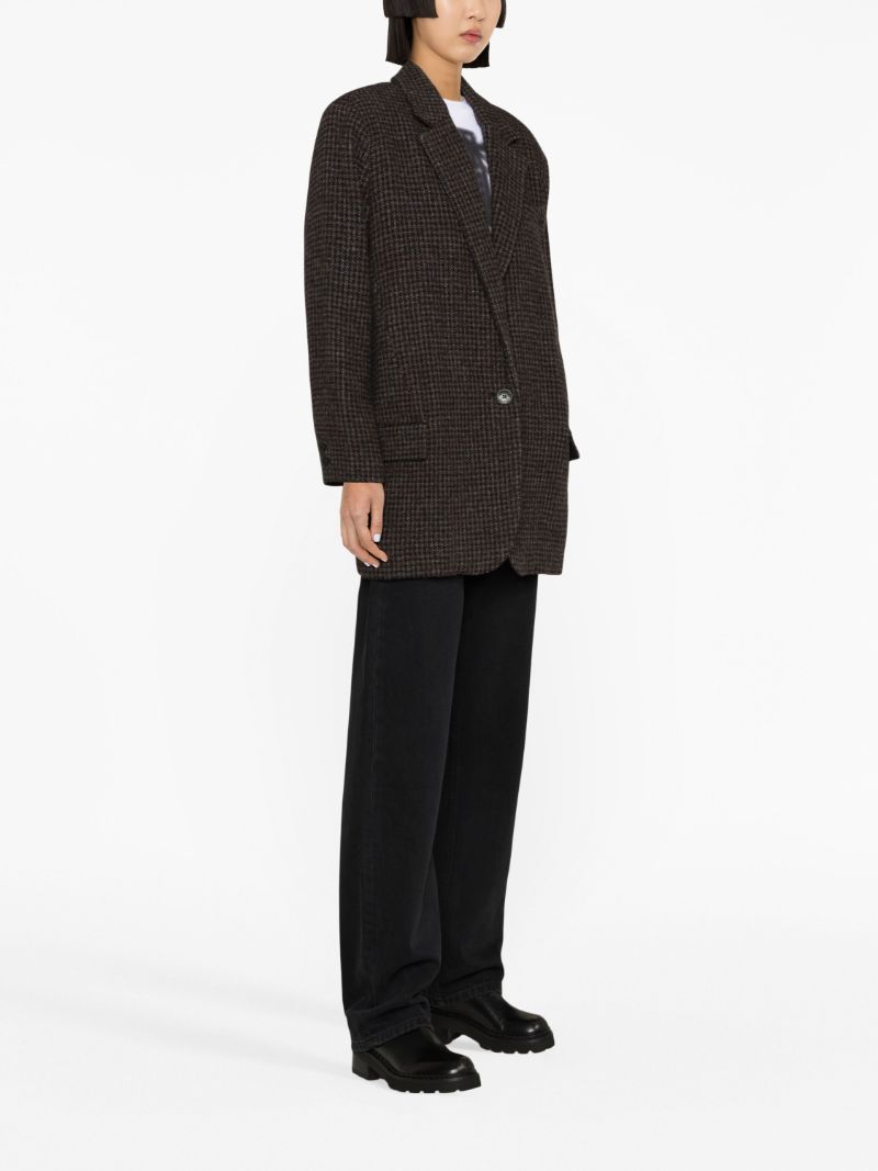 Brown Cikaito Houndstooth Wool Blazer