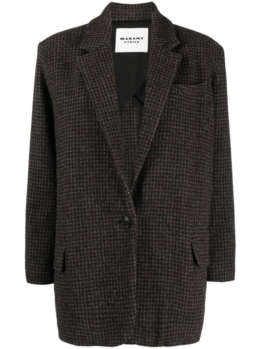 Brown Cikaito Houndstooth Wool Blazer