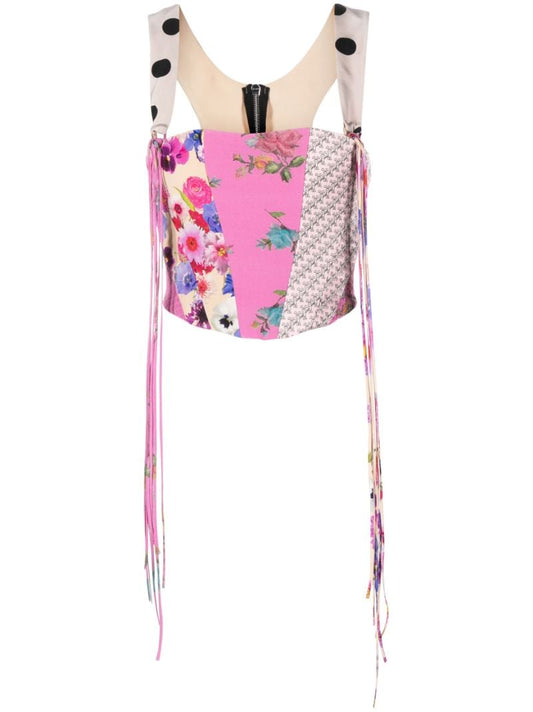 Pink Patchwork Corset Top