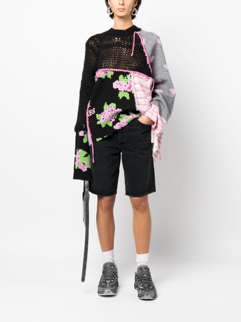 Black Upcycled Patchwork Sweater