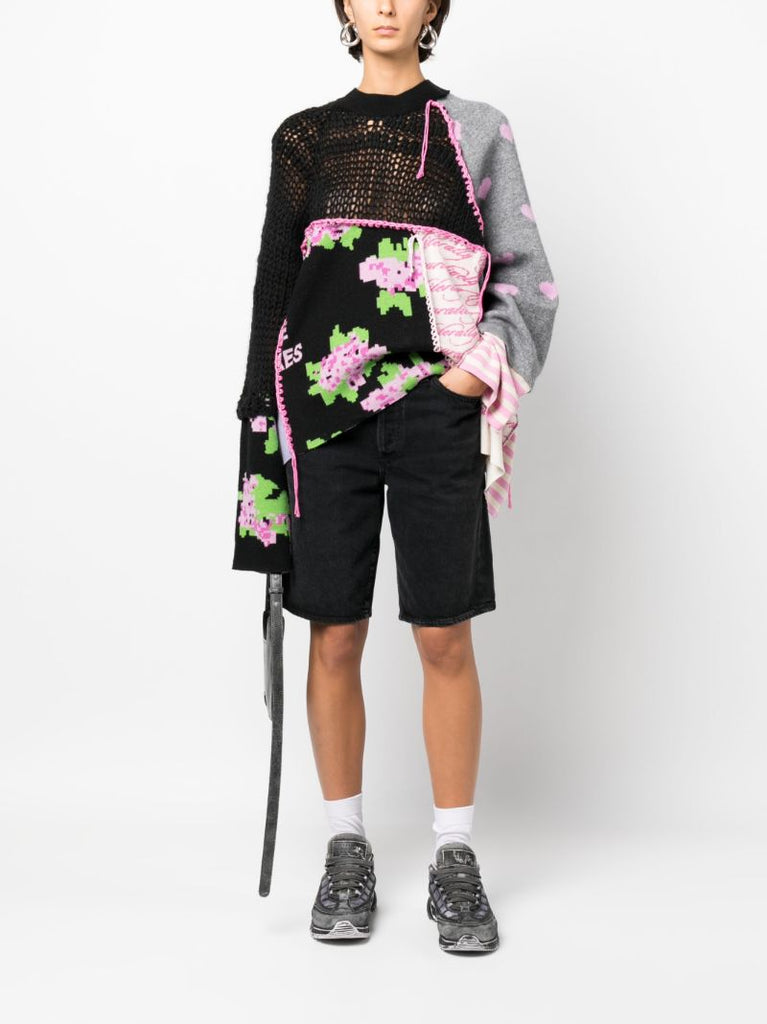 Black Upcycled Patchwork Sweater