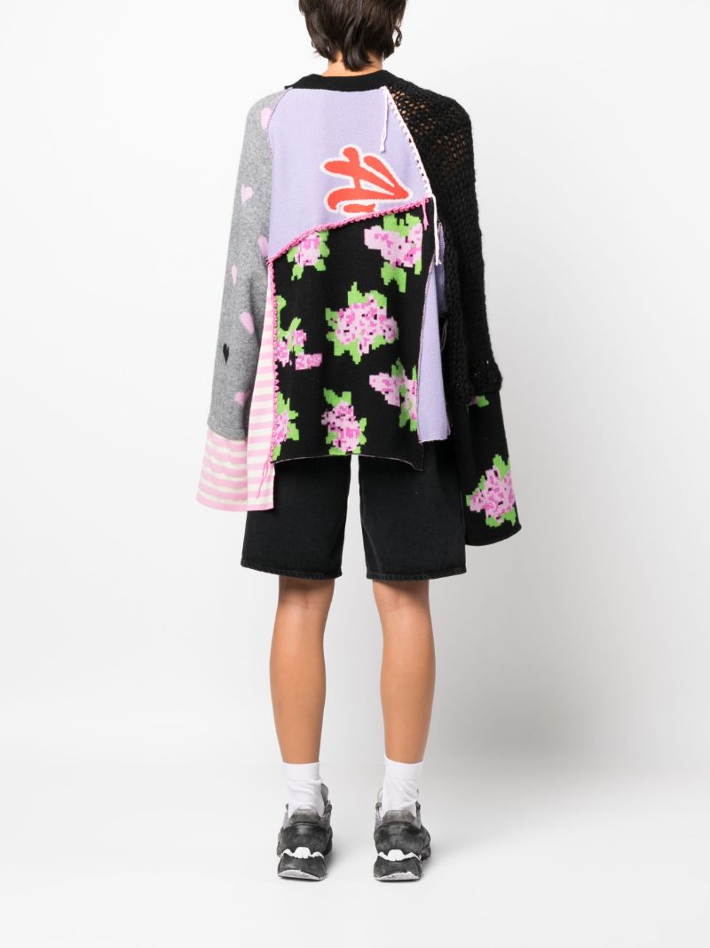 Black Upcycled Patchwork Sweater