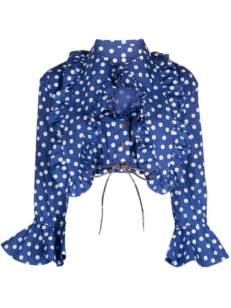 Blue Heart Cropped Blouse
