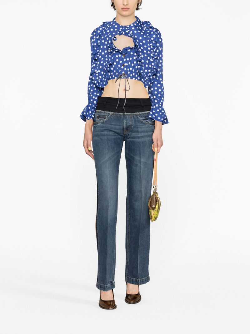 Blue Heart Cropped Blouse
