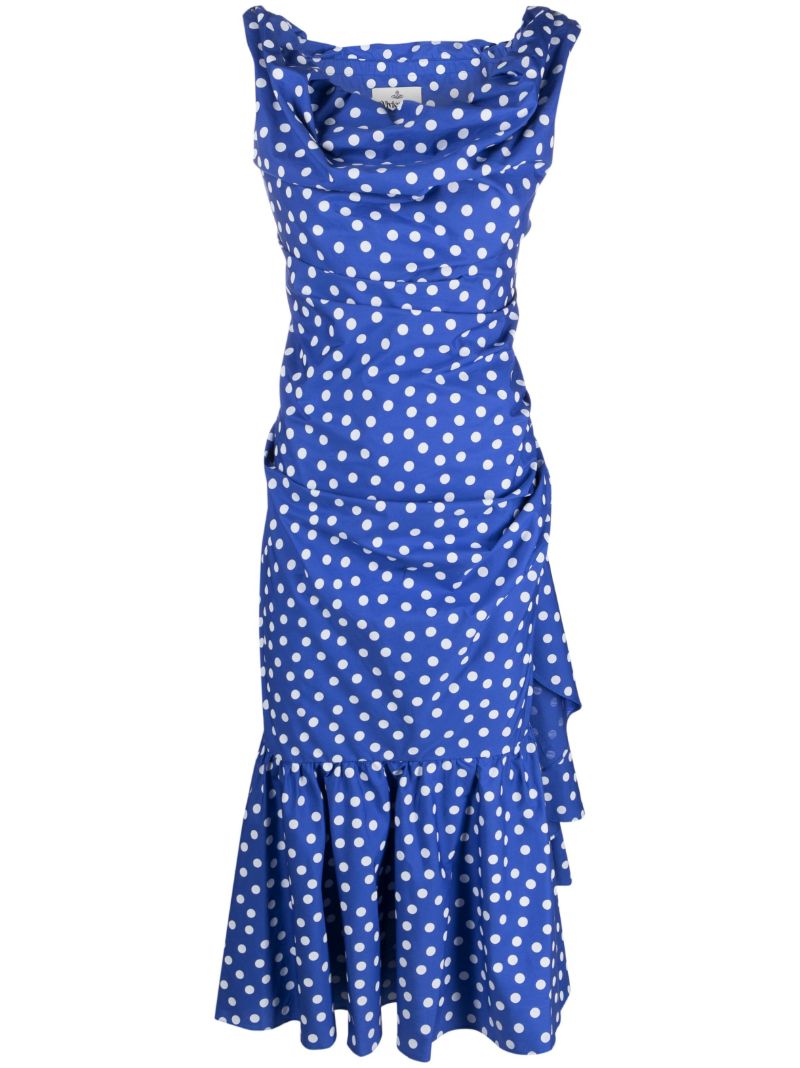 Blue Ginnie Polka Dot Midi Dress